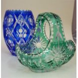 A Bohemian Style Blue Tinted Crystal Vase