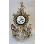 A Fine Continental Meissen Style Porcelain Mantel Clock