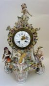 A Fine Continental Meissen Style Porcelain Mantel Clock