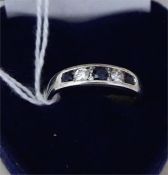 A Ladies 9ct Gold Diamond & Sapphire Dress Ring, ring size P