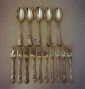 A Set Of Fifteen George III Silver Kings Pattern Table Forks and Spoons