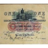A 1906 One Pound Banknote By The North Of Scotland Bank Limited, dated 1st May 1906, no 491, framed