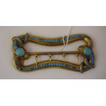 A Victorian Unmarked Gold And Turquoise Snake Buckle