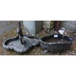 A Black Painted Victorian Cast Iron Boot Scraper, 22cm high, also with a similar planter, (2)
