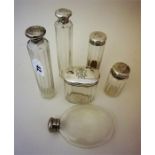 Six Matching Silver Lidded Toilet Bottles, Circa Late 19th Century