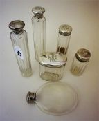 Six Matching Silver Lidded Toilet Bottles, Circa Late 19th Century
