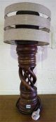 A Native African Hardwood Statue Table Lamp, with shade, 54cm high