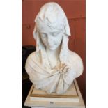 Cesare Lapini (Italian 1848-1893), Marble Bust Of a Female
