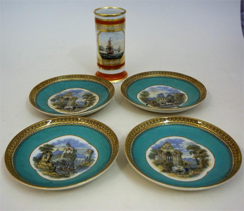 Four 19th Century Prattware Porcelain Saucers By Fenton