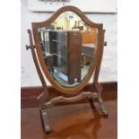 An Edwardian Shield Shaped Mahogany Dressing Mirror