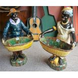 A Pair Of Victorian Majolica Blackamoor Figures