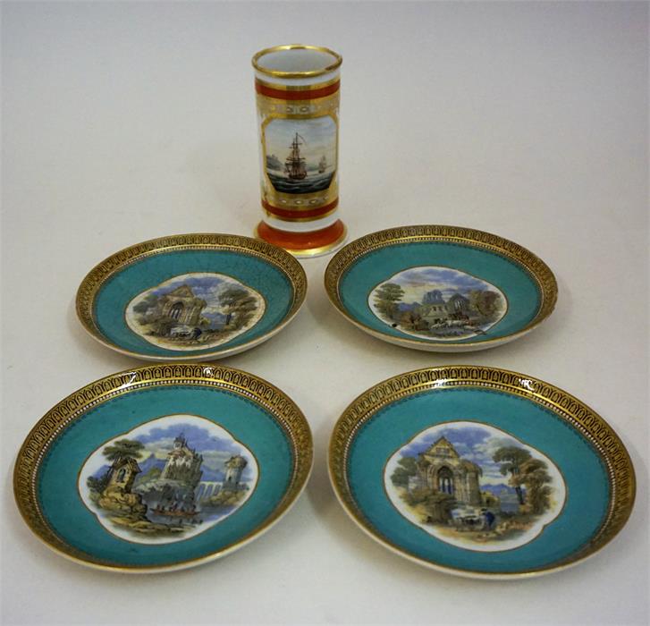Four 19th Century Prattware Porcelain Saucers By Fenton - Image 2 of 4