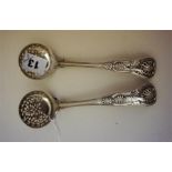 Two George III Silver Kings Pattern Sugar Sifters