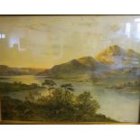 After Albert De Breanski "Highland Loch" Print, 59 x 79cm, in a gilt frame