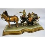 A Large Capo Di Monte Figure Group Signed By Bruno Merli, Modelled as a horse and cart with