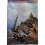 J. Rippen "Dutch Fishing Scene" Oil On Panel, signed and dated 08 lower left, 48.5 x 34cm, repairs