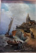 J. Rippen "Dutch Fishing Scene" Oil On Panel, signed and dated 08 lower left, 48.5 x 34cm, repairs