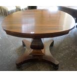 A William IV Rosewood Centre Table, the circular top raised on a faceted column and platform base,