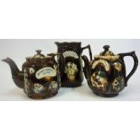 Three Pieces Of Barge Ware Pottery, comprising of a teapot named "Home Sweet Home", a jug named MRS.
