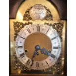 A Mahogany Cased Grandmother Clock By Tempus Fugit, with a silvered and gilded dial, with Roman