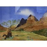 Christopher Carter "Zion Canyon Utah" Watercolour, 17.5 x 25.5cm, signed and dated 99 to bottom