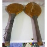 Two Vintage Wooden Sponge Bats, 46cm long