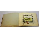 An Edwardian Leather Bound Sketch Book, enclosing a watercolour by Annie McLaren dated 1903,