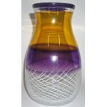 Mike Hunter "Twists" Lead Crystal Vase, Scottish Studio Vetri Vase, coloured in two tone amber and