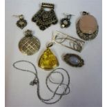 A Small Quantity Of Silver Jewellery, Comprising of six assorted pendants and brooches, pair of