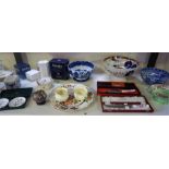 A Quantity Of Pottery & China, to include a Royal Crown Derby cake slice and cake knife, both in