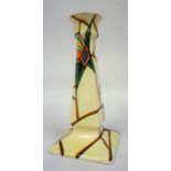 A Clarice Cliff "Latona" Pattern Bizarre Candlestick, circa 1935, repaired to base, 21cm high