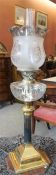 A Late Victorian Brass Corinthian Style Oil Lamp by Eatex