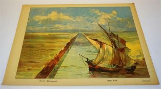 Seven German Colour Lithographic Engravings, Comprising of "Fond canal", "Paysage en hiver", "Snow