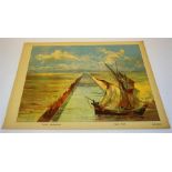 Seven German Colour Lithographic Engravings, Comprising of "Fond canal", "Paysage en hiver", "Snow