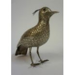 A Silver Novelty Pepper Pot, modelled as a Lapwing, with detachable head, date letter N stamped to