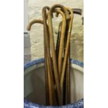 A Group Of Nine Assorted Walking Canes, various sizes, (9)