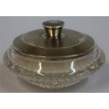 An Art Deco Silver Lidded & Crystal Powder Jar, Hallmarks for Birmingham 1935, makers marks