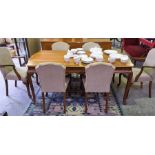 A Reproduction Eight Piece Walnut Dining Room suite, comprising of sideboard, 86cm high, 180cm wide,