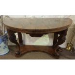 A Victorian Converted Demi-Lune Side Table, comprising of a rosewood table top on a princess