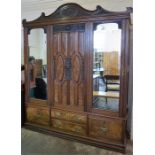 A Late Victorian Figured Walnut Wardrobe