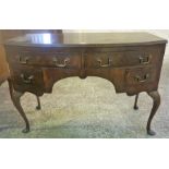 An Edwardian Mahogany Dressing Table, with two long drawers above two small drawers, (has areas of