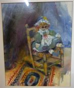 Liz Knutt (20th Century) "Rag Doll" Mixed Media, 36 x 29cm, framed