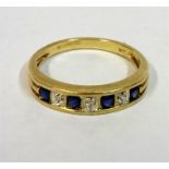 A Ladies Sapphire & Diamond 9ct Gold Ring, ring size O