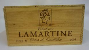 A Case Of Twelve Bottles Of Chateau Lamartine 2004, Cotes De Castillon, 750ml, case sealed