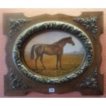 British School "Horse Subject" Oil On Board, 36 x 38.5cm, in a carved wood frame