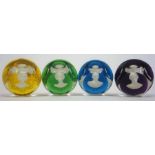 A Set Of Four French Baccarat Glass Paperweights, depicting a bust to each of a member of the