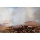 G Bulgin "Horses On Dartmoor" Watercolour, signed lower left, 26.5 x 42cm, framed, a pair, (2)