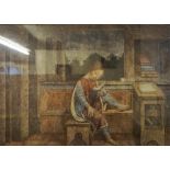 After Vincenzo Foppa "Young Girl Reading" Framed Print, 44 x 61cm, label to verso, also with an