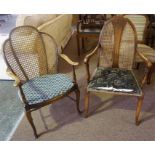 Two Vintage Ladies Walnut Bergere Armchairs, 90, 97cm high, (2)