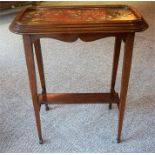 A Converted Victorian Mahogany & Beadwork Table, the beadwork stand top is affixed to a later